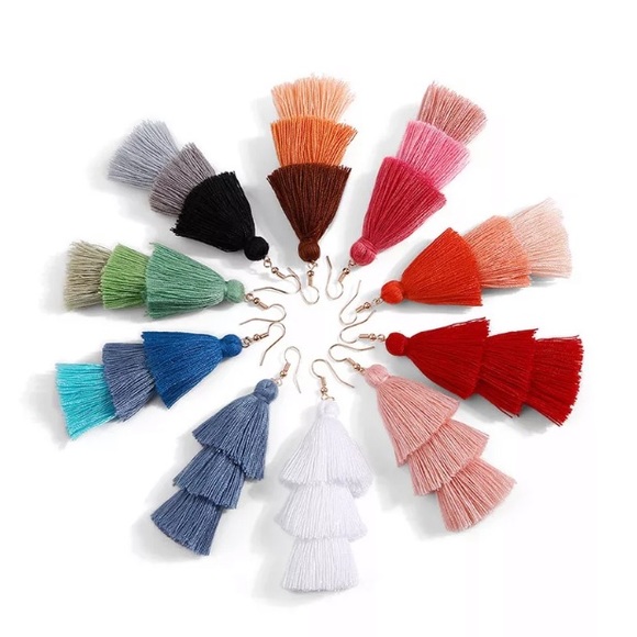 “Mi Amor” Fringe Tassel Layered Statement Earrings - Picture 8 of 8